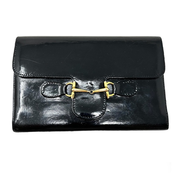 GUCCI horsebit black leather trifold vintage wallet, made in Italy - Picture 2 of 15